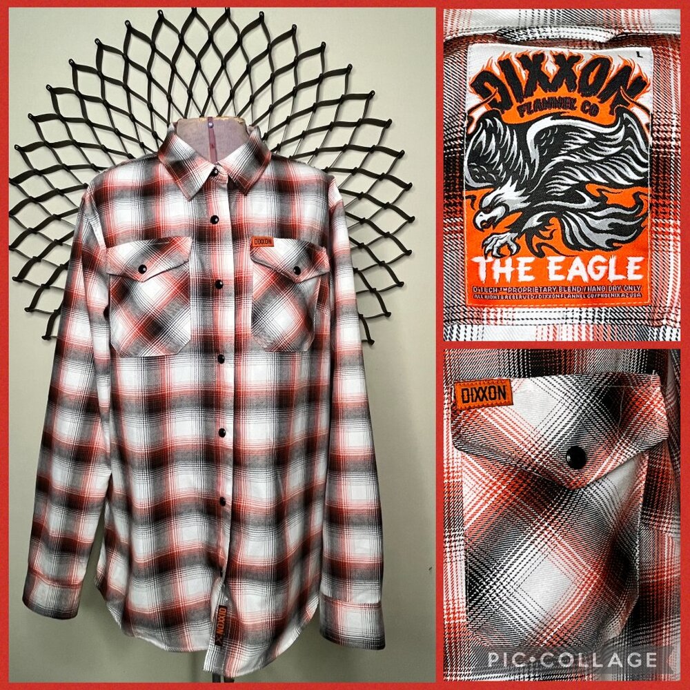 Dixxon Flannel Co. Women's The Eagle Long Sleeve Red/White/Blk Flannel Shirt LRG